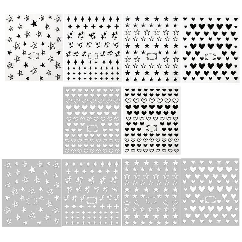 IHUKEIT Black and White Hearts Stars Nail Stickers for Women Girls Kids Nail Decoration Self Adhesive Nail Art Decals for Natural Fingernails and Acrylic Nails Designs (Pack of 10) - Image 3